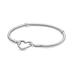 Pandora Icons Armband met slangenketting van sterlingzilver, met hartjessluiting, 23