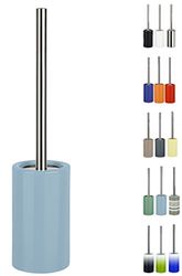 Spirella Brosse WC Porte-Balai Toilette Pot à Balai „Tube“ Ensemble WC à Poser en Céramique et Acier Inoxydable Bleu Clair