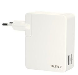 Leitz 62170001 Complete Universal 2x USB-nätdel (12 watt) vit Laddare, 2 USB-utgångar 24W Vit