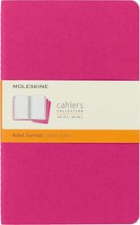 Moleskine, Cahier Journal Cuaderno de Notas, Set de 3 Cuadernos con páginas, Tapa de Cartón y Cosido de Algodón Visible, Color Rosa Cinética, Grande