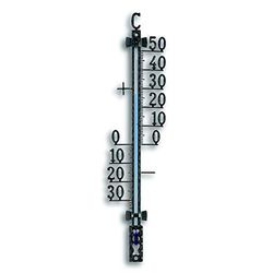 TFA Dostmann Termometro analogico esterno 12.5001.01 in metallo, con numeri di gradi indipendenti, resistente alle intemperie, nero, lunghezza 99 x larghezza 28 x altezza 417 mm