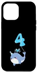 Custodia per iPhone 13 Pro Max Camicia per bambini 4° compleanno balena, carino 4 anni bambino balena