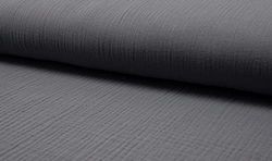 Bambino Double Gauze Muslin Fabric Material Dark Grey, 1Mtr - 140cm x 100cm