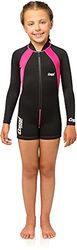 Cressi Unisex Kid Shorty Thermal Wetsuit Neoprene Ultra Stretch 1.5/2mm , Noir/Rose/Manches Longues, S (2 ans)