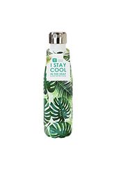 Talking Tables FST6-BOTTLE-PALM Tropical Fiesta Palm Design Stainless Steal Drinks Bottle, 500Ml, Plastica, Multicolore