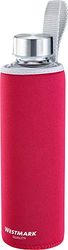 Westmark Borraccia, Vetro con stampa, Incl. Fodera protettiva, 550 ml, Vetro/Silicone/Gomma, Senza BPA, Viva, Rosso/Argento/Trasparente, 5272226R