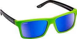 Cressi Bahia Óculos de sol desportivos, unissexo adulto, preto/kiwi/lentes espelhadas azuis