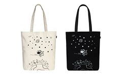 Ecoright Tote Bag De Algodón, Bolso Mujer Ecológica, Bolsa Tela Cremallera Para El Playa, Viajes, Compras, Uso Diario