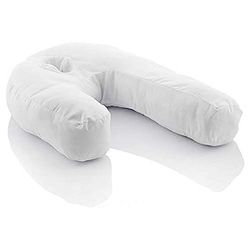 InnovaGoods - Oreiller Ergonomique U pour Position Latérale, Soutien Sommeil Réparateur, Confort Respirant Doux, Idéal Grossesse, Blanc, 39x57x14 cm, Polyester