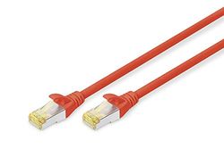 DIGITUS LAN Kabel Cat 6A - 0,5 m - RJ45-nätverkskabel - S/FTP-skärmad - kompatibel med Cat-6 och Cat-7 - Röd