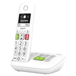 Gigaset E290A - Téléphone fixe sans fil blanc avec répondeur intégré - grand écran rétroéclairé - larges touches - fonction blocage d'appels - Blanc [Version Française]