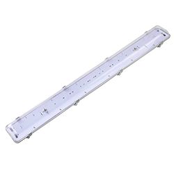 BeMatik waterdicht scherm voor LED buis 2 x 1200 mm met aansluiting op twee uiteinden IP65 T8 G13 (NP55), Transparant