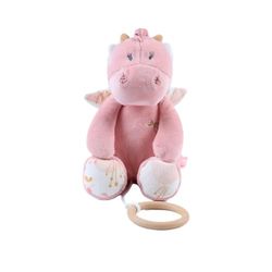 NOUKIE'S - Mini Peluche Musicale Joy - Doudou Noukie's en Veloudoux + Anneau en Bois - Éveil Musical - Cadeau Bébé