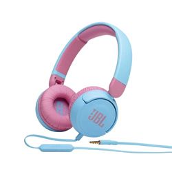 JBL JR310 On-ear kinderhoofdtelefoon in lichtblauw/roze - bedrade koptelefoon met headset en afstandsbediening - ideaal voor school en vrije tijd
