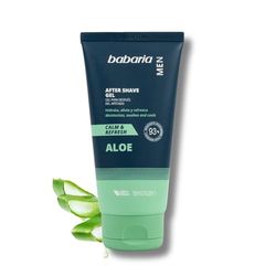 Babaria - After Shave Homem com Aloe Vera | Creme hidratante facial para após a barbear | Creme rosto homem refrescante e calmante | After Shave com Aloe Vera