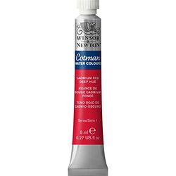 Winsor & Newton Cotman 8840084 - Pintura de acuarela de estudio, colores vivos con muy buenas propiedades de procesamiento, tubo de 8 ml, color rojo cadmio oscuro