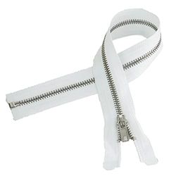 Trimz Open Ended Metal Zip, White, 60cm