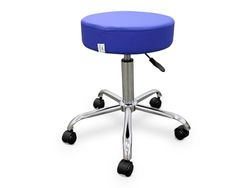 QUIRUMED WELLCORE - Taburete con Ruedas Autofrenables | Altura Regulable | Uso Profesional | Estructura Resistente | 5 Ruedas, Azul