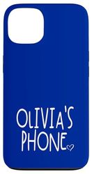Olivia's Phone Olivia Nom personnalisé Blanc Bleu Coque pour iPhone 13