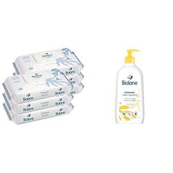 BIOLANE - Lingettes nettoyantes H2O à l'eau - Bébé - Lot de 6x72 - Peaux sensibles - Nettoie et protège & Liniment Oléo-calcaire Bébé 700ml - Nouveau Packaging - Hypoallergénique – Peaux Sensibles