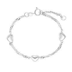 Amor Pulsera de plata de ley 925 para niñas, 12+2 cm, plata, corazón, en caja de regalo, 9211364