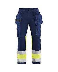 Blaklader 155818118933C52 High Vis werkbroek met stretch, marineblauw/geel, maat C52