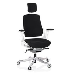 hjh OFFICE 640310 Professionele bureaustoel SPEKTRE stof wit/zwart ergonomische draaistoel met verstelbare rugleuning