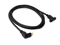 System-S USB 3.1 kabel 180 cm type C stekker naar bus schroef hoek adapter in zwart