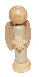 Hess Holzspielzeug 40042 Figurine d'ange en Bois avec cœur Peint en Blanc, env. 12 cm, fabriquée dans Les Monts Métallifères, comme idée Cadeau, décoration et pour Les Amoureux des Anges