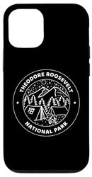 Carcasa para iPhone 15 Árbol de fuego de montaña del campamento del parque nacional Theodore Roosevelt