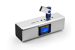 MusicMan Tragbares Gerät avec MA-Bildschirm, UKW-Radio intégré, USB-TF et MicroSD-Speicherkarten-Unterstützung, station de communication mobile (Argent)