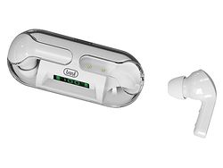 Trevi HMP 12E08 AIR Bluetooth Headphones with Magnetic Hook, Built-in Microphone, Multifunctional Touch Controls, Rechargeable Battery, Charging Case/Base, 4 Hours Autonomy, Type-C