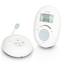 Alecto DBX120 babyphone audio - Babyphone DECT - connexion sécurisée et sans interférence - fonction interphone - 5 berceuses - fonction VOX - faible rayonnement - blanc/bleu