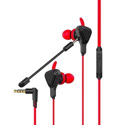 Celly CYBERWIREDBK Cuffie Gaming In-Ear con Microfono Integrato, Rimovibile e Flessibile, Telecomando Jack 3.5, Rosso e Nero