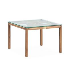 MESA DE CENTRO 50X50X35 MADERA DE TECA/RATAN/CRISTAL TEMPLADO