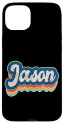 Jason Nome Ragazzo Stile Vintage 70s 80s Personalizzato Custodia per iPhone 15 Plus