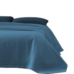 Zerobed Jacquard-sprei voor eenpersoonsbed, van katoen, effen, lichte lentedeken, 100% katoen, effen, petrol