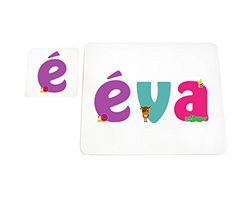 Little Helper underlägg illustrativ stil färgglad med namnet flicknamn Éva