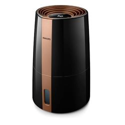 Umidificatore Philips Serie 3000, 45 m², 99,97% meno batteri con NanoCloud, 300 ml/h, 3 velocità, modalità notte, ultra silenzioso (33 dB), sensore di umidità, timer, serbatoio 3L, nero (HU3918/10)