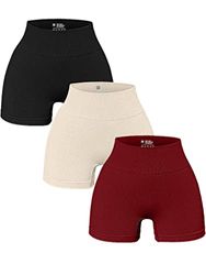 OQQ Pantaloncini da Corsa da Donna, Atletici, Casual, Nero Beige Winered, S