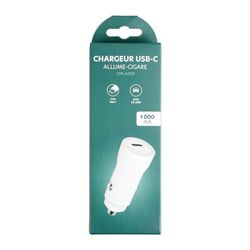 ITENSE - USB-C cigarrtändare/cigarettändarladdare - 12 V - 1 USB-C-port - 1 USB-C-ingång - färg: vit - perfekt för att ladda dina enheter - Apple och Android-kompatibel