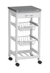 Kit Closet 7040028014 Carrinho de cozinha 1 porta gaveta, aço / branco, 37 x 37 x 76