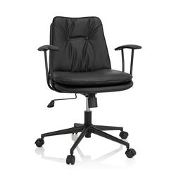 hjh OFFICE 719222 Home Office SMALLO krzesło biurowe ze sztucznej skóry, krzesło obrotowe w stylu retro, funkcja przechylania, wyściełane, czarne