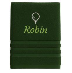 Asciugamano personalizzato con nome Nome sportivo splendidamente ricamato Asciugamano da bagno Asciugamano in cotone 100% personalizzato con nome (140 x 70 cm, Golf)