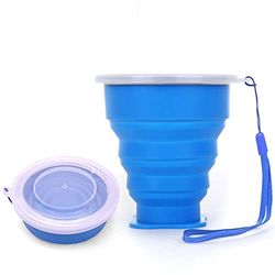 Siliconen vouwbeker, BPA-vrij, opvouwbare reisbeker met kunststof afdichtdeksel, draagbare mok voor picknick, camping, outdoor, wandelen, transparant