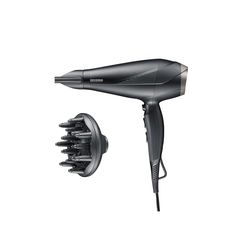SEVERIN Secador de pelo de alto rendimiento con motor AC y tecnología iónica, Secador de pelo con difusor y concentrador extraíbles, Potencia 2.300 W, Negro, HT 0167