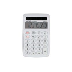 MAUL calculadora Eco MJ 455 | Calculadora Basica con Pantalla de 8 dígitos | Calculadora Solar de 80% de plástico Reciclado | Calculadora pequeña 11,2 x 7,1 x 2 cm | Blanco