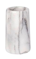 WENKO 22523100 Toothbrush tumbler Onyx - holder for toothbrush and toothpaste, Marble, 7 x 12.5 x 7 cm, White