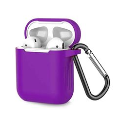 Custodia per Airpod 2/1, design colorato Airpods, con portachiavi per ragazze e ragazzi, in silicone alla moda, per AirPods 2 e 1, viola