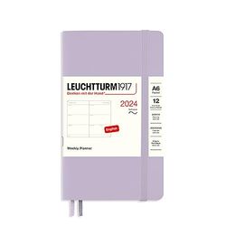 LEUCHTTURM1917 367670 - Agenda semanal, tapa blanda, bolsillo (A6) 2024, 12 meses, morado, inglés